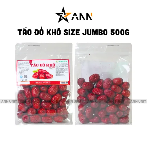 Táo đỏ khô size Jumbo thơm ngon, đóng túi zip 500g