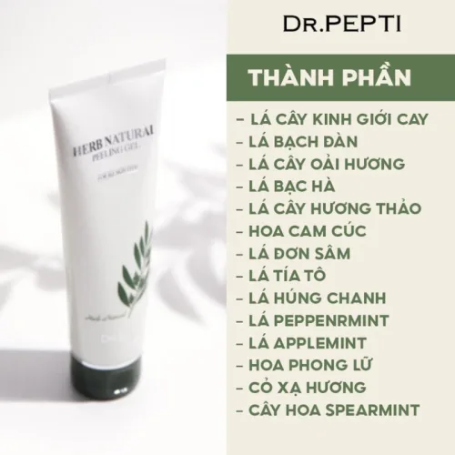 Gel tẩy da chết Dr.Pepti Herb Natural Peeling Gel 130ml cho da sáng mịn