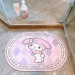 Thảm chân oval Kuromi 3D chống trượt kích thước 60x40cm