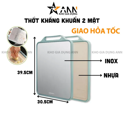 Thớt 2 mặt inox 304 và nhựa PP kích thước 30.5x39.5x1.5cm