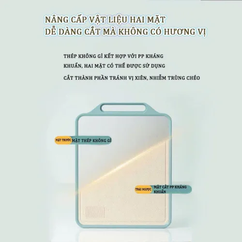 Thớt 2 mặt inox 304 và nhựa PP kích thước 30.5x39.5x1.5cm