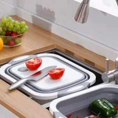 Bộ thớt nhựa PP kèm chậu gấp gọn 36.5 x 26.5 x 3 cm