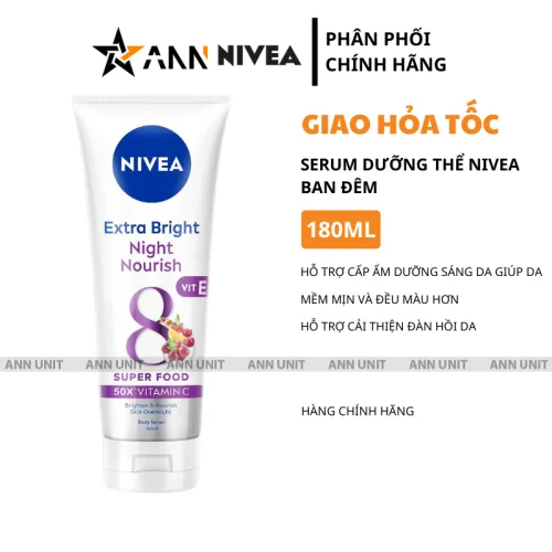 Nivea Tinh Chất Dưỡng Thể Ban Đêm Màu Tím 180ml