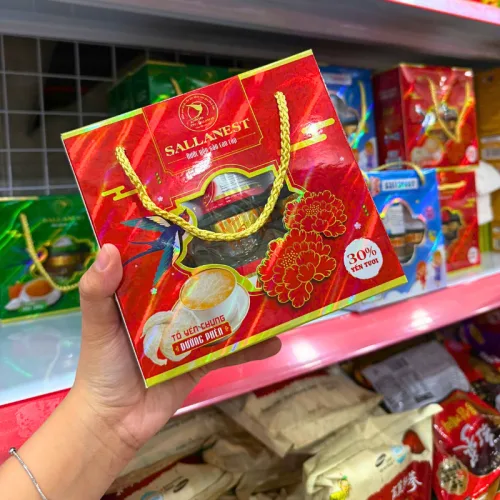 Chuyên sỉ tổ Yến Sào Cao Cấp Chưng Táo Đỏ SALLANEST 30% Dạng Xách 6 Hủ 70ml
