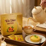 Chuyên sỉ trà Đào Gold Plus Đông Anh Hộp 15 Gói x 5g