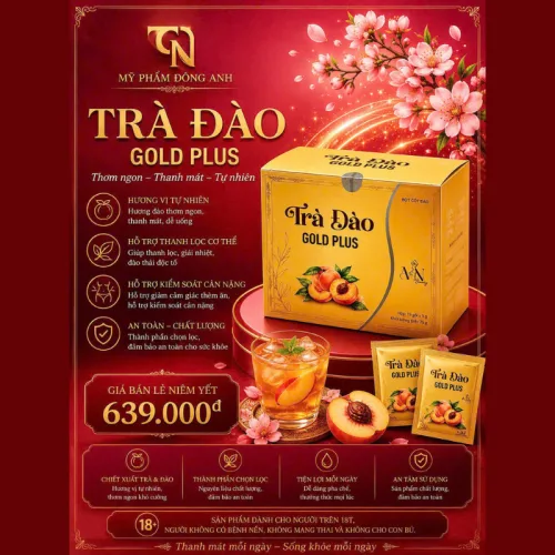 Chuyên sỉ trà Đào Gold Plus Đông Anh Hộp 15 Gói x 5g