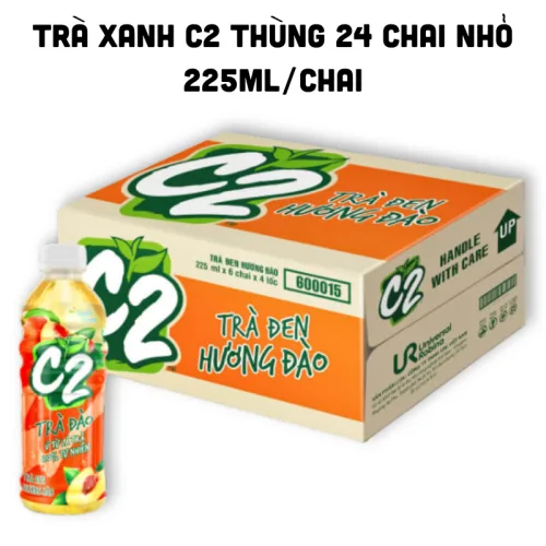 Thùng 24 chai trà xanh C2 hương đào, 225 ml mỗi chai
