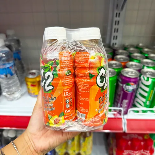 Thùng 24 chai trà xanh C2 hương đào, 225 ml mỗi chai