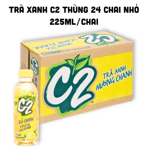 Shop sỉ trà Xanh C2 Hương Chanh Thùng 24 Chai Nhỏ (225ml/Chai)
