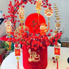 Chậu Đào Đông Trang Trí Tết Dạng Trụ Đông Đào Chữ C