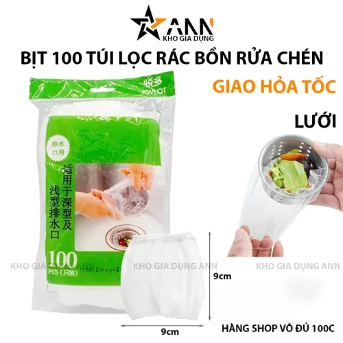 JOYLOT Túi Lọc Rác Bồn Rửa Chén Combo 3 Set 100 Cái 9x9cm