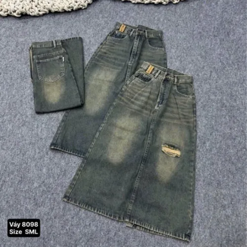 Shop sỉ váy Suông Dài - Váy Jeans Nữ - Váy Nữ Thắt Nơ - Quần Suông Dài - Quần Bí Ngô - Chất Liệu Vải Đẹp Dày Mềm Không Co Giãn Mặc Bền Đẹp (Nhiều Mẫu)