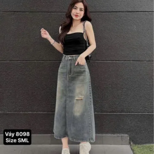 Shop sỉ váy Suông Dài - Váy Jeans Nữ - Váy Nữ Thắt Nơ - Quần Suông Dài - Quần Bí Ngô - Chất Liệu Vải Đẹp Dày Mềm Không Co Giãn Mặc Bền Đẹp (Nhiều Mẫu)