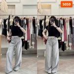 Váy jeans nữ dáng suông dài túi kiểu, vải dày mềm không co giãn