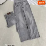 Váy jeans nữ dáng suông dài túi kiểu, vải dày mềm không co giãn
