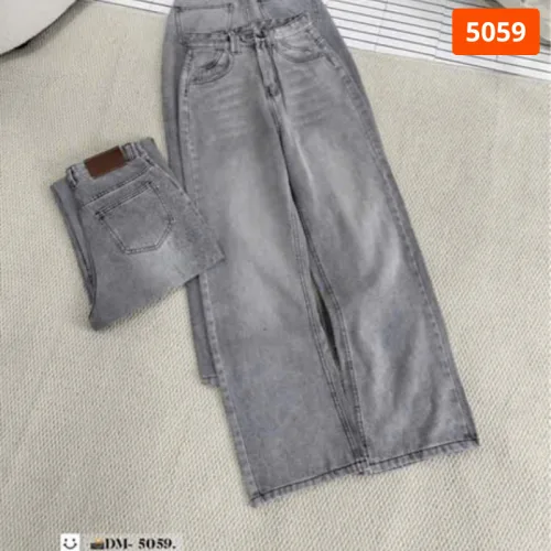 Váy jeans nữ dáng suông dài túi kiểu, vải dày mềm không co giãn