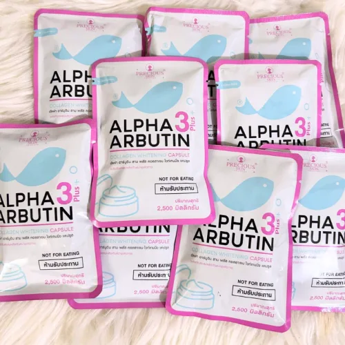 Bột kích trắng body dạng viên Con Cá Alpha Arbutin 3 Plus+ Thái Lan, túi 10 viên