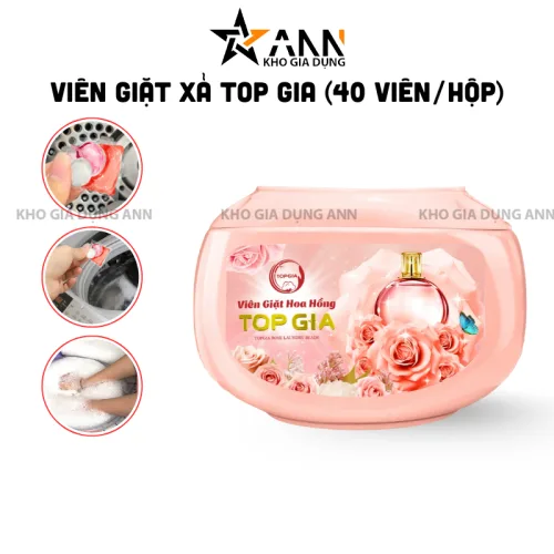 Viên giặt Top Gia Hương Hoa Hồng, hộp 40 viên