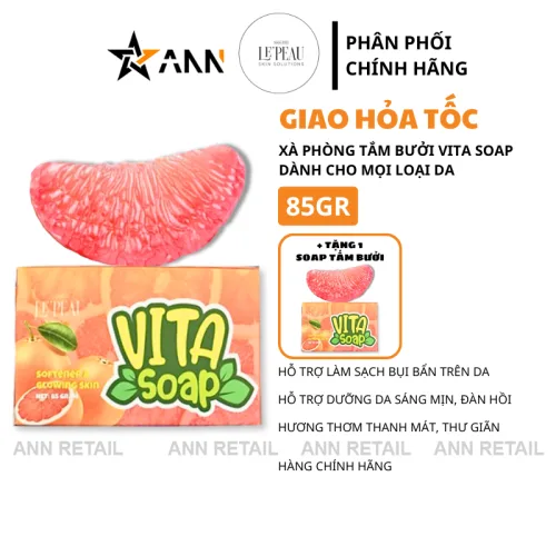 Shop sỉ xà Bông Rửa Mặt Trắng Da Bưởi Vita Soap 85g Le Peau - Combo 2 (1 Bưởi + Tặng 1 Bưởi)