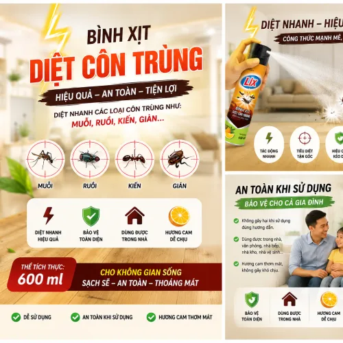 Chuyên sỉ xịt Côn Trùng LIX Hương Cam Chai Vàng 600ML