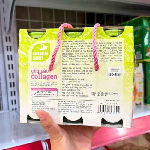 Lốc 6 chai Yến Sào Collagen Green Bird 185ml