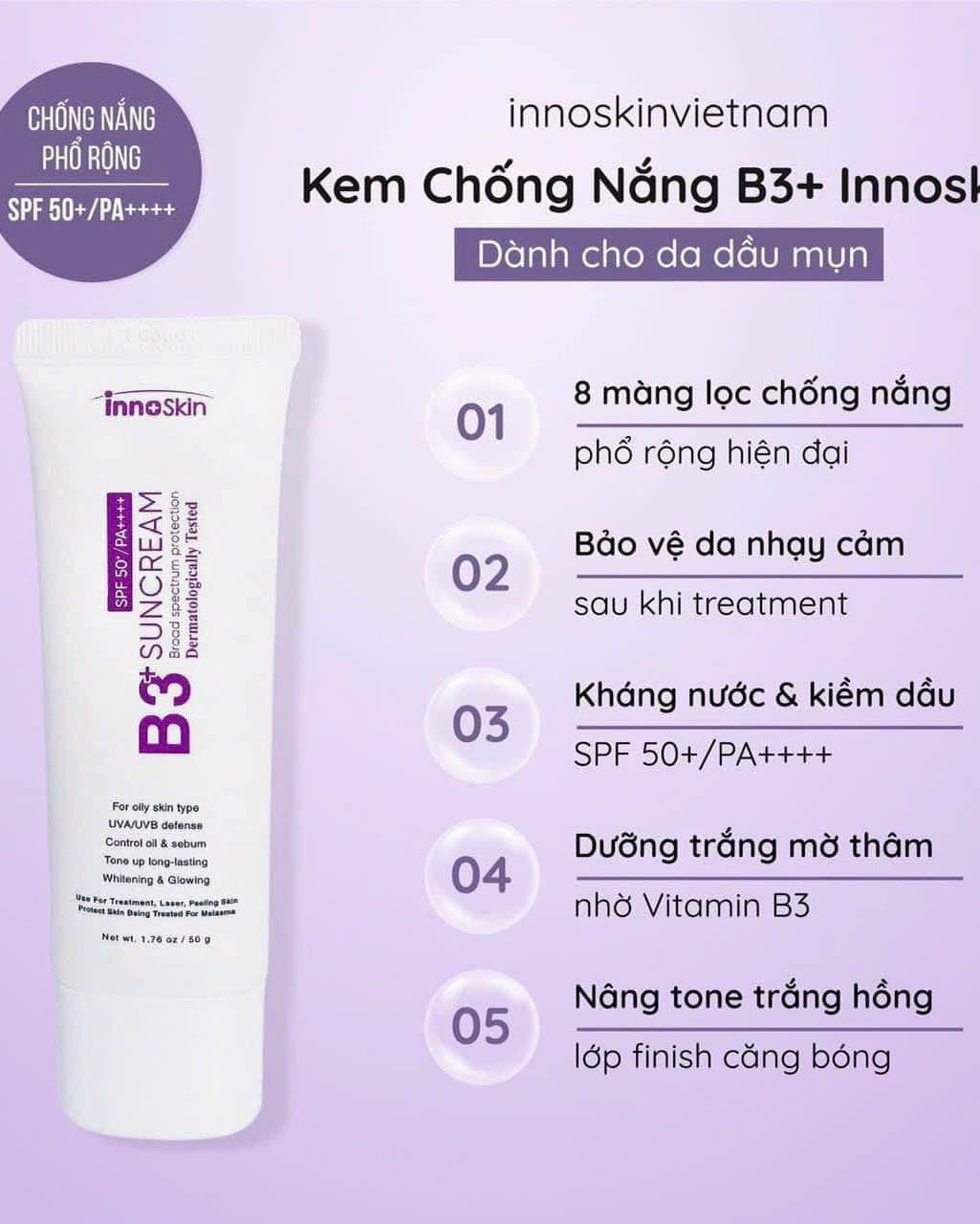 B3 innoskin tím: bản nâng cấp 8 màng lọc cho da thiên dầu, bã nhờn  nâng tone da siêu đẹp