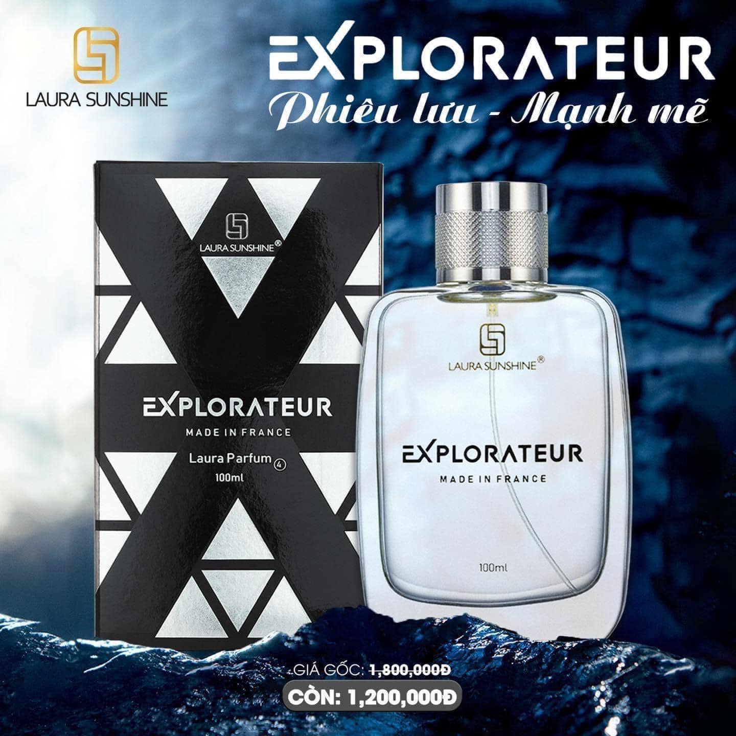 Nước Hoa Nam Laura Sunshine Explorateur 100ml mùi hương sang trọng dành cho đàn ông sang trọng