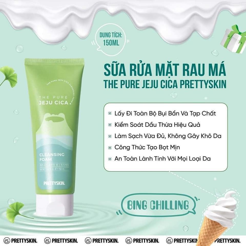 Sữa Rửa Mặt Rau Má PrettySkin Tiễn Mụn Đi Xa