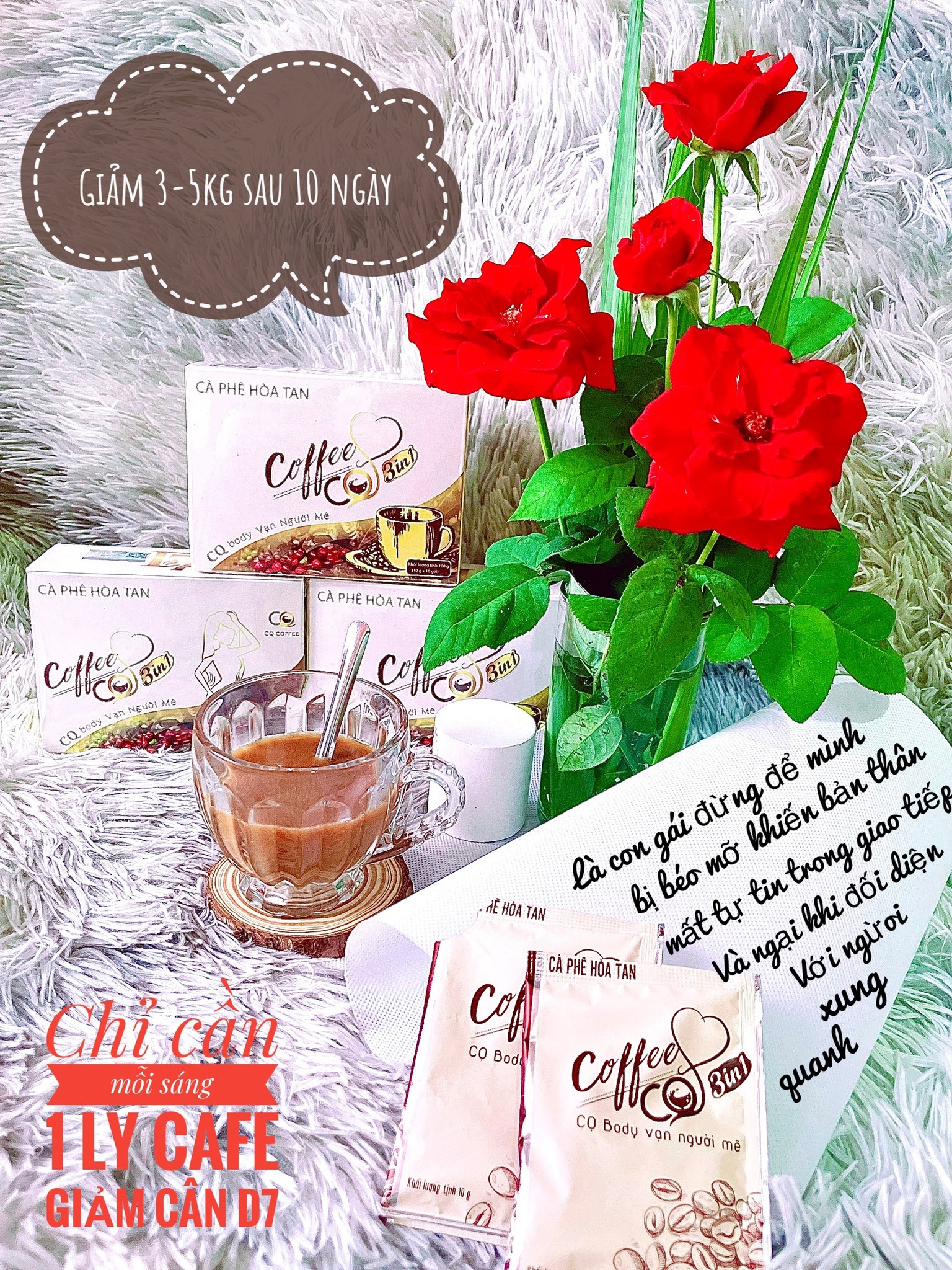 Cafe Hòa Tan Hỗ Trợ Giảm Cân Cq 3In1 Chanel Châu