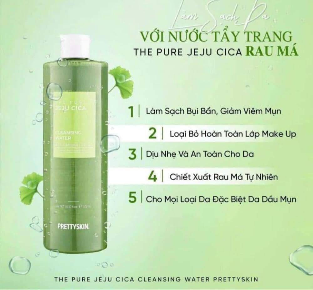 Nước Tẩy Trang Rau Má PrettySkin là dòng sản phẩm làm sạch vô cùng an toàn