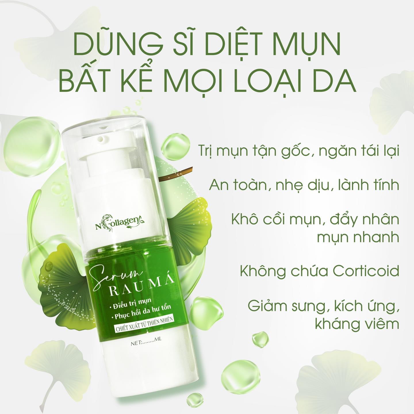 Serum Chấm Mụn Rau Má N Collagen dũng sĩ diệt mụn bất kẻ mọi loại da