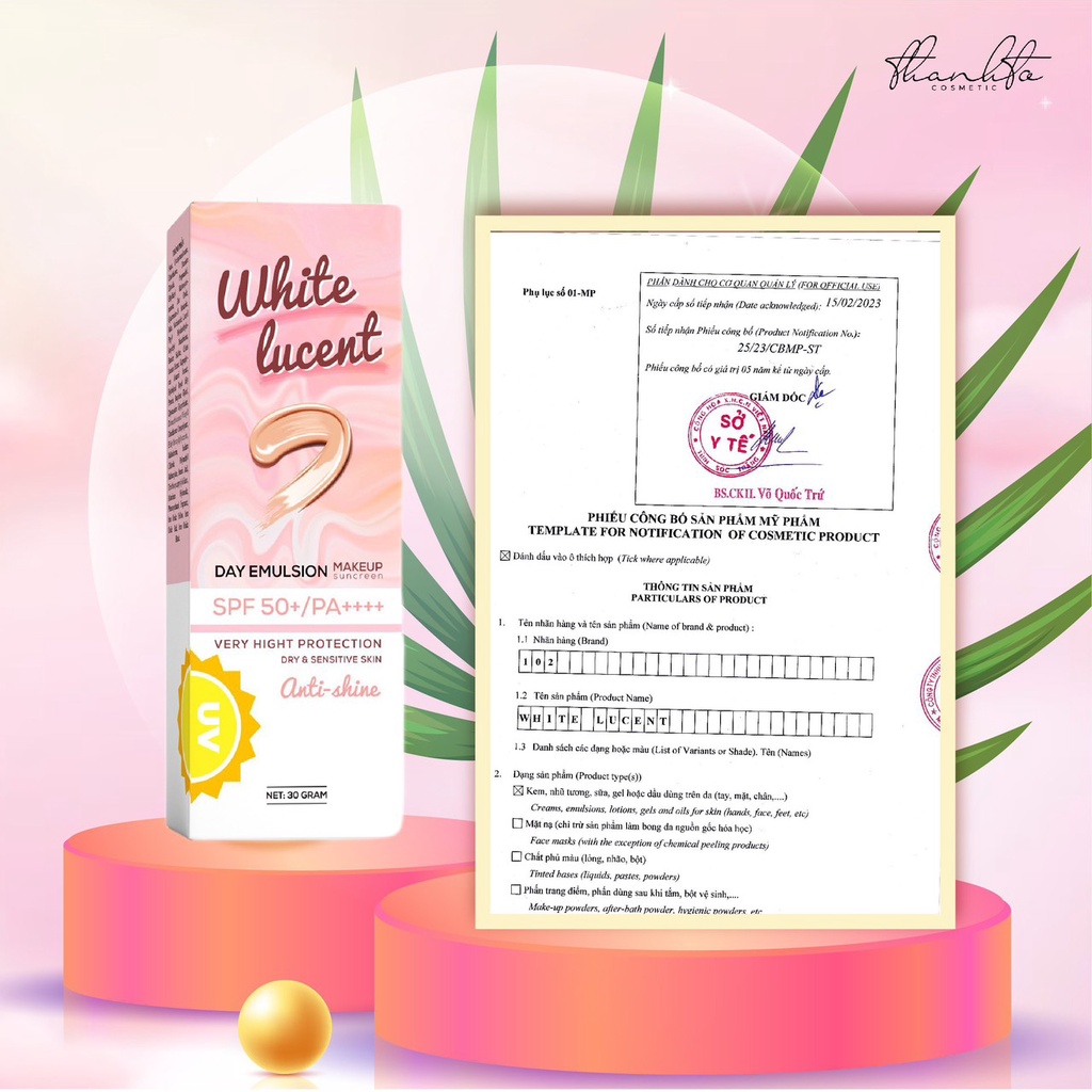 Kem chống nắng White Luccent tránh nắng giữ da mền mại