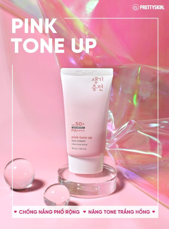 kem Chống Nắng PrettySkin Pink Tone Up Nâng Tone Trắng Hồng 50ml