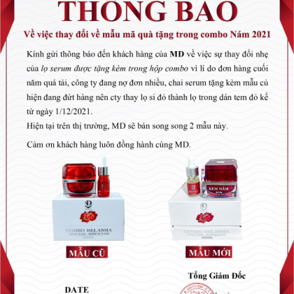 Combo Lựu Đỏ Kem Nám Melasma Và Serum Giảm Nám MD Beauty chính hãng