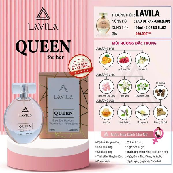 Nước hoa LAVILA Queen phong cách ngọt ngào  quyến rũ cuốn hút