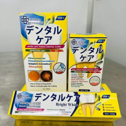 Combo Serum Trắng Răng Dental Care + Nước Súc Miệng Dental Care Nha Khoa Doctor Beauty Tặng Bột Trắng Răng