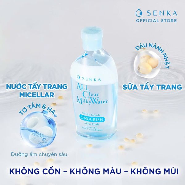 Nước Sữa Tẩy Trang Senka 2 Lớp Sạch Sâu & Dịu Mát All Clear Milky Water Nourish 230ml