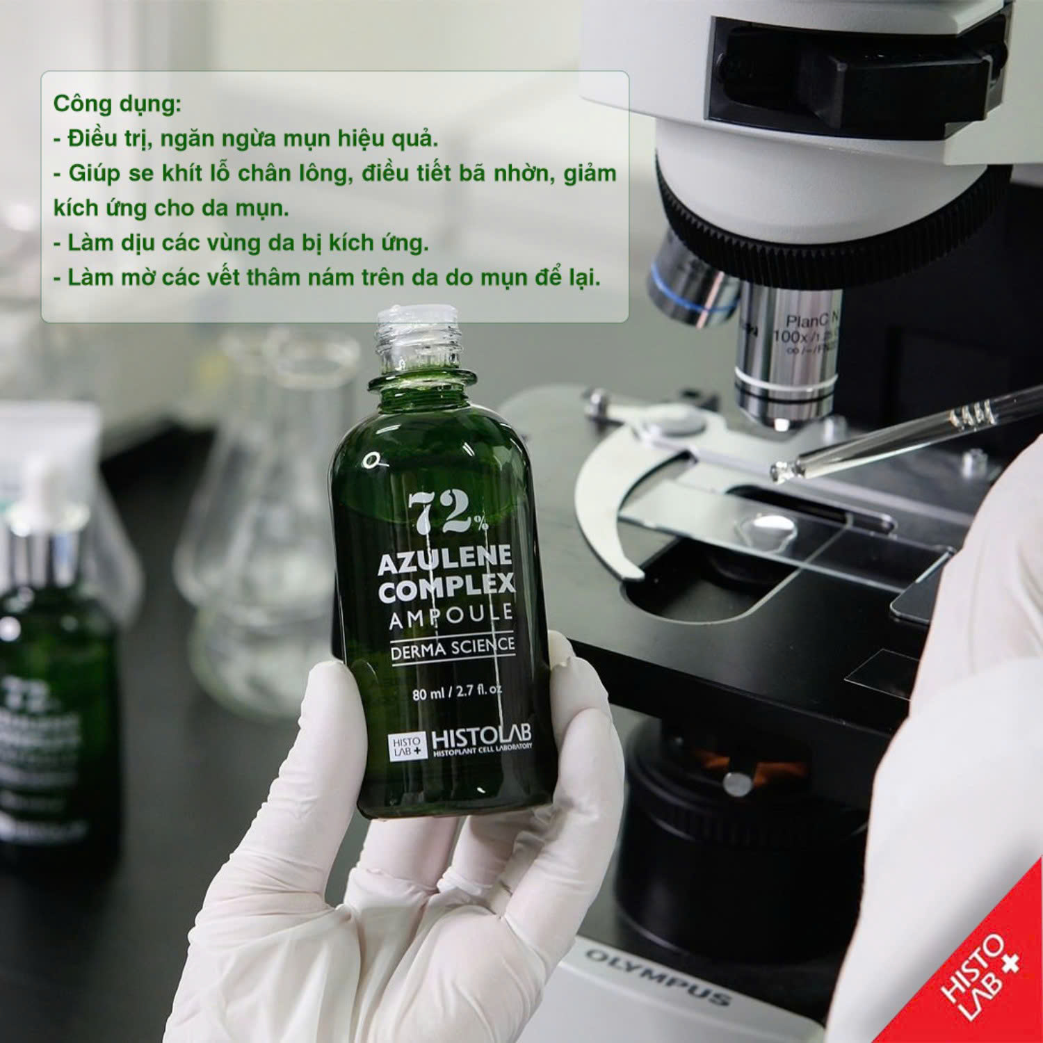 Vẫn đang lăn tăn lựa chọn serum dưỡng cho da mụn hẻ  Chọn liền Tinh Chất Histolab 72% Azulene Complex Ampoule đi thôi.