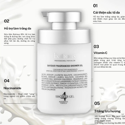 Sữa Tắm Trắng Da Batious Hương Nước Hoa 500ml