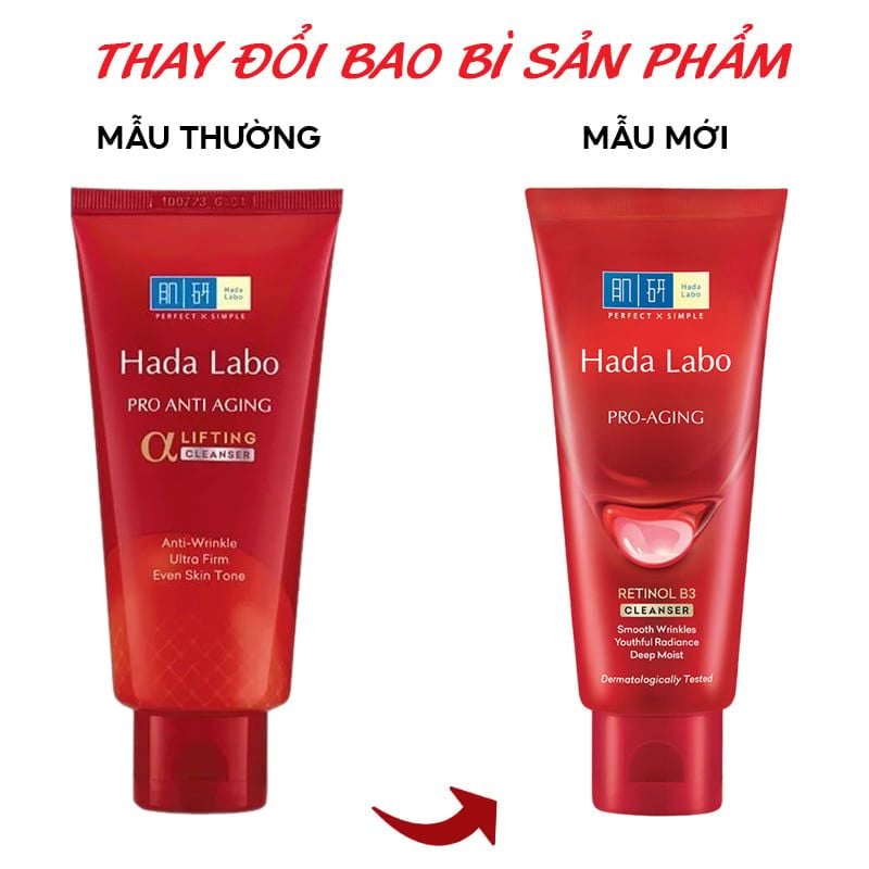 Sữa Rửa Mặt Hada Labo Màu Đỏ Pro Anti Aging Chống Lão Hoá da 80g