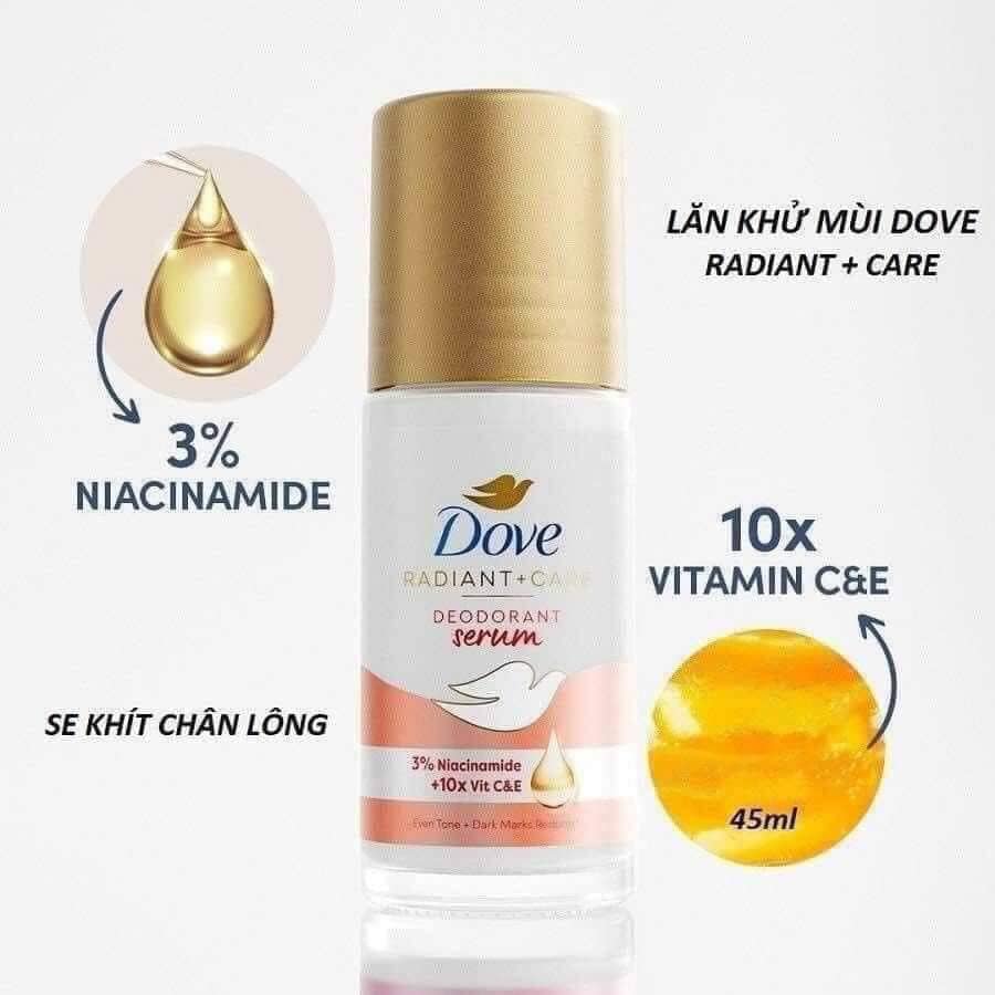 Lăn Khử Mùi Dove 3% niacinamide +10x Vitamin C&E 45ml