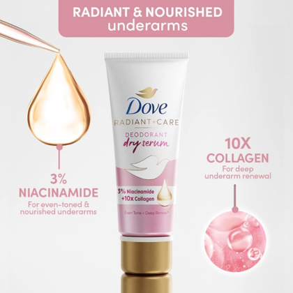 Kem Khử Mùi Tinh Chất Serum Dưỡng Sáng, Khử Mùi, Làm Đều Màu Da Dove 3% Niacinamide & 10x Collagen 50ml