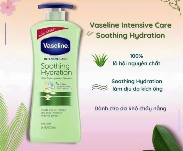Sữa dưỡng thể Vaseline màu xanh lá Intensive Care Scoothing Hydration 725ml