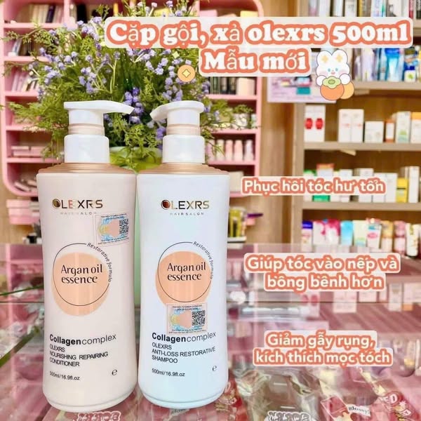 Combo Gội Xả Olexrs Argan Oil Essence Màu Cam 500ml - Phiên Bản Mới 2024