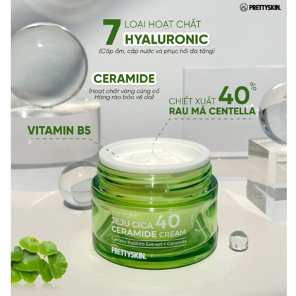 Kem dưỡng trắng da rau má The Pure Jeju Cica 40 Ceramide Cream của nhà Pretty Skin