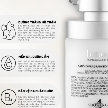 Sữa Tắm Trắng Da Batious Hương Nước Hoa 500ml có Tặng Set Gội Xả Batious Mini