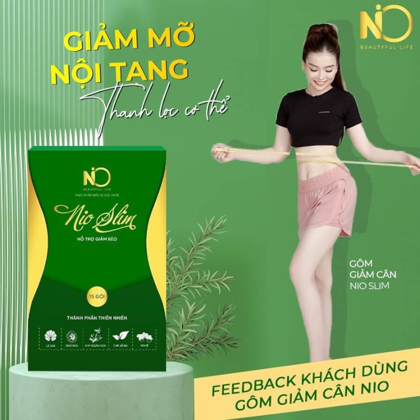 Kẹo Gôm Giảm Cân Nioslim Thơm Ngon 15 gói - Tặng 1 Hộp Viên Uống Rau Củ