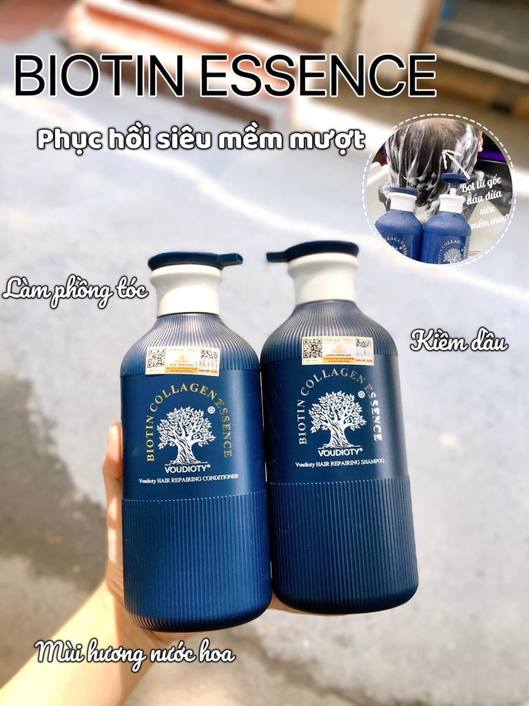 Set Gội, Xả Biotin & Collagen Essence Voudioty  500ML