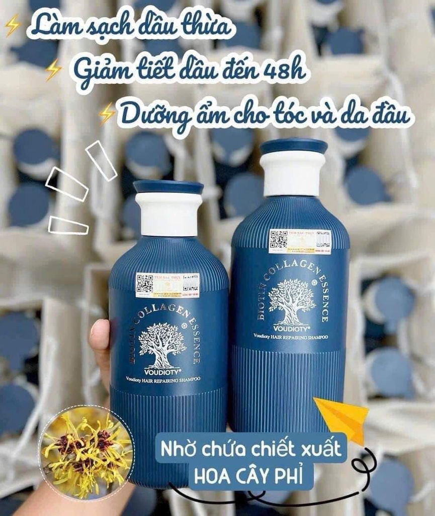 Set Gội, Xả Biotin & Collagen Essence Voudioty  500ML