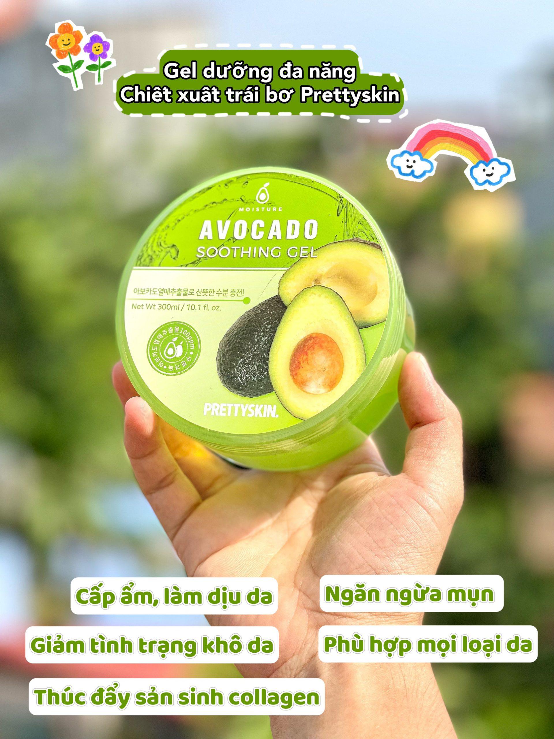 Gel Dưỡng Da Đa Năng Prettyskin Chiết Xuất Bơ Avocado Soothing Gel Hỗ trợ giảm mụn, giúp thu nhỏ lỗ chân lông